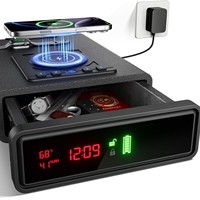 Coffre-fort intelligent en acier pour armes à feu avec empreinte digitale et mot de passe, recharge sans fil, connectivité Bluetooth, écran intégré, pour le rangement des armes