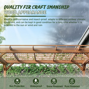 Pérgola Moderna de Madera para Exteriores de 12x10 Pies, de Madera de Abeto Sólido, Soporte para Plantas Trepadoras, para Jardín, Patio o Terraza, Impermeable y Duradera - Product Image 5