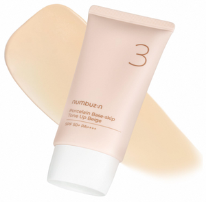 Crema facial NUMBUZIN No.3 Porcelain Base skip Tone Up Beige, loción ligera tonificante para iluminar la piel a diario. - Product Image 1