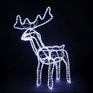 3d Motif Light Christmas Holiday Customized Outdoor Running Strip 3d Acrylic Led Deer Cart Reindeer Motif Light