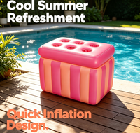 Glacière gonflable personnalisée imprimée en usine, bar à boissons flottant, glacière portable en PVC étanche pour piscine, plage, fête d'été