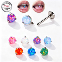 Cincin Lidah Bola Opal Titanium Freya ASTM F136, Perhiasan Tindik Lidah Warna-Warni, Tindik Lidah Internal Thread, Barbell Tindik Tubuh