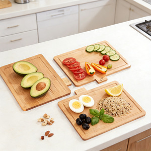 Bamboo Cutting Board <b>Set</b> 4 Piece Rectangle Multifunction Kitchen Chopping Blocks - Product Image 1