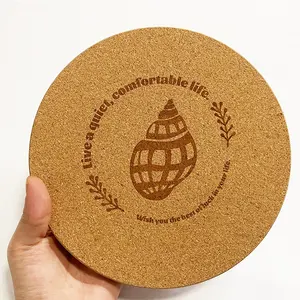 Sous-verres personnalisés à bord rond en liège Sous-verres en bois extra épais Sous-verres en liège réutilisables de 4 pouces de diamètre avec lèvre