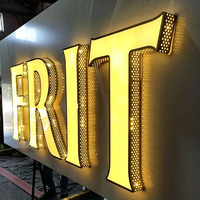 Enseigne en lettres 3D en métal perforé personnalisée avec éclairage LED, logo d'entreprise en métal illuminé pour devanture de magasin en extérieur