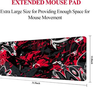 Tapis de souris XXL, tapis de souris de jeu étendu, grand tapis de bureau, 31,06 " x 11,8 ", clavier, ordinateur portable, tapis de souris <span class=keywords><strong>rouge</strong></span>, jeu à domicile, travail - Product Image 5
