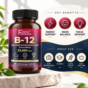 Vente en gros : Complément alimentaire Shecome Vitamine B12 – Fabricant de complexe B12 pour soutenir le métabolisme énergétique – 25 000 mcg – 60 capsules de B12 - Product Image 2