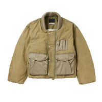 Veste bombardier verte à fermeture éclair et sieste classique à la mode veste bombardier en duvet de toile en mélange de coton matelassé pour hommes