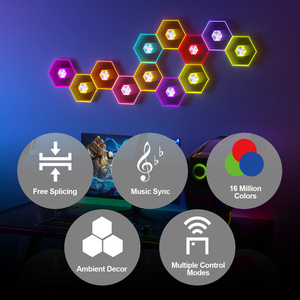 Lampe quantique intelligente avec application, télécommande RGB, lumière d'ambiance LED 5V pour e-sport, décoration murale <span class=keywords><strong>de</strong></span> chambre <span class=keywords><strong>à</strong></span> coucher, lampe murale DIY - Product Image 2