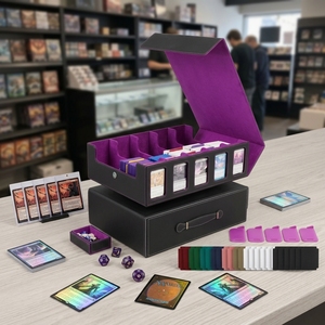 Boîte de rangement pour cartes en cuir PU à 5 rangées avec fenêtre transparente, capacité 3900+, étui pour deck Commander pour cartes de jeu TCG - Product Image 1