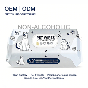 Lingettes humides jetables désodorisantes pour animaux domestiques, sans rinçage, pour le nettoyage des larmes, 80 grands paquets, personnalisables, vente en gros transfrontalière - Product Image 1