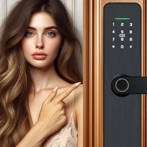 WiFi Intelligent Fingerprint Password Smart Door Lock For Steel Wood Door Made Of Zinc Alloy