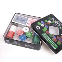 Boîte en étain en gros, 100 jetons de poker Blackjack de 4 g avec 1 jeton de croupier, 2 jeux de cartes, logo personnalisé pour le jeu de casino Blackjaket