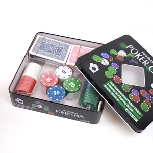 Boîte en étain en gros, 100 <span class=keywords><strong>jetons</strong></span> de poker Blackjack de 4 g avec 1 jeton de croupier, 2 jeux de cartes, logo personnalisé pour le jeu de casino Blackjaket - Product Image 2