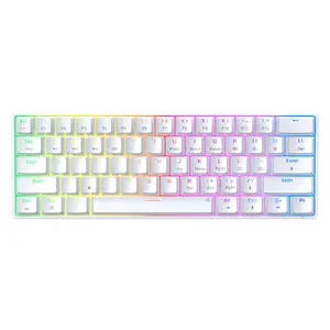 60% Keyboard 63 Keys Hot Swappable Anti-ghosting 2.4G Wireless BT Mini Rgb Green Switch Gaming Mechanical Keyboard For Computer