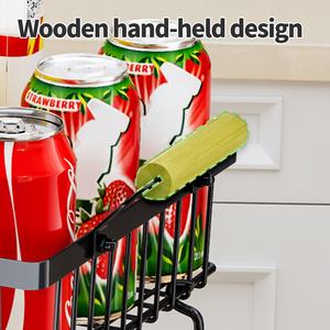 2 Tier Metal Mesh Wire Cozinha Vegetable Fruits <span class=keywords><strong>Basket</strong></span> Storage Rack Com Cabo De Madeira e Ganchos De Banana - Product Image 4