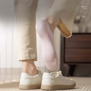 <span class=keywords><strong>Chaussettes</strong></span> bateau pour femmes <span class=keywords><strong>en</strong></span> fibre de <span class=keywords><strong>bambou</strong></span>, fines, antidérapantes, invisibles, absorbantes, respirantes, blanches, coupe basse, courtes, pour le printemps et l'été - Product Image 4