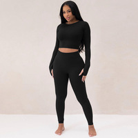 Ensembles t-shirt et legging à manches longues survêtement pour femmes coupe ajustée vêtements de sport pour femmes tenue de yoga vente en gros