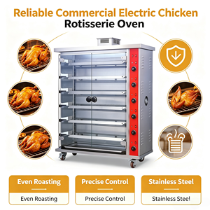 Four à rôtisserie électrique commercial en acier inoxydable pour poulet entier, avec moteur, pour usage domestique et en restaurant - Product Image 4