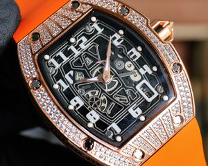 Reloj Mecánico Automático de Lujo para Hombre y Mujer, Cristal de Zafiro, Patrón de Mosaico, Silicona Analógica, Caja Larga de Acero Inoxidable, 50 bar - Product Image 6