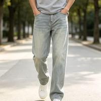 Pantalon cargo en jean léger taille mi-haute vintage pour homme, idéal au quotidien, avec logo personnalisé