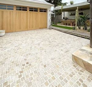 Adoquines de cuarzo Natural con aspecto de ladrillo Beige, adoquines para exteriores, lados caídos, adoquines de piedra suelta, hojas de malla para entrada/pasarela - Product Image 2