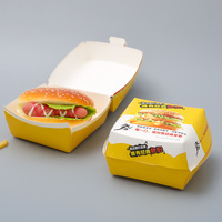 Boîte de hamburgers en papier imprimé personnalisé, emballage de restauration rapide, livraison gratuite