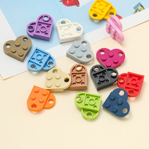 Heart-<b>Shaped</b> Building <b>Block</b> Keychain Acrylic Pendant Double Hole Portable DIY Creative Accessory 4 Packs Approx 8g - Product Image 1