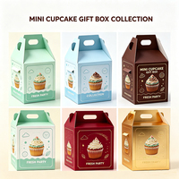 Boîte à cupcakes en papier personnalisée avec poignée, emballage cadeau pour pâtisserie, gâteau, dessert, carton OEM ODM en gros