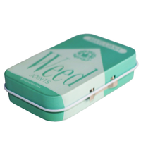 Boîte de rangement en métal vert menthe personnalisée, résistante aux enfants, avec fermeture à ressort pour l'emballage de tabac et d'herbes, étui CR durable