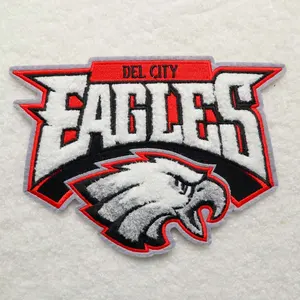 Venta al por mayor bordado personalizado Del City Philadelphia Eagles parches de hierro en Chenille Nfl Parche de equipos de fútbol americano