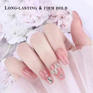 Kits de 6 faux ongles à presser, comprenant lime à ongles, repousse-cuticules, colle <span class=keywords><strong>gel</strong></span>ée, coton imbibé d'alcool, dissolvant de vernis à ongles / Parfait pour les faux ongles faits main - Product Image 2