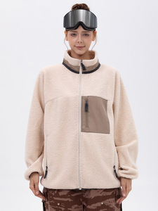 Combinaison <span class=keywords><strong>de</strong></span> <span class=keywords><strong>ski</strong></span> décontractée d'hiver en laine d'agneau à col montant pour hommes, <span class=keywords><strong>veste</strong></span> polaire chaude avec fermeture à glissière, conception transfrontalière - Product Image 5
