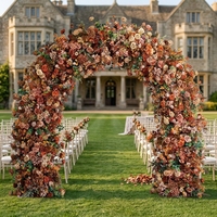Arche de mariage en terre cuite EG-AWA2, fleurs artificielles aux pétales réalistes, matériaux réutilisables, tons terreux, toile de fond pour cérémonie