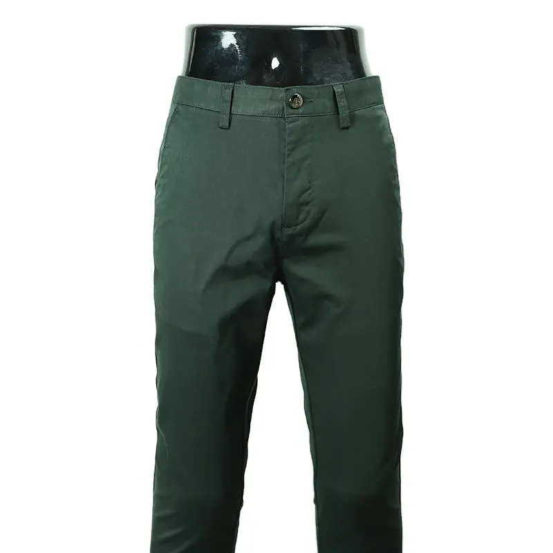 Dark Green Cotton Spandex Work Pants for office men