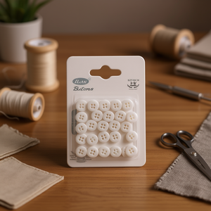 กระดุมอิลัน 1.0 ซม. 32 ชิ้น พลาสติกสีขาว สำหรับงานเย็บปักถักร้อย - Product Image 3