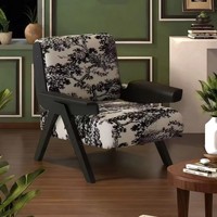 Fauteuil Rétro à Accoudoir Unique Style Français Mid-Century, Motif Zèbre, Bois Massif, Fauteuil Inclinable en Cuir PU à Mémoire de Forme pour Salon