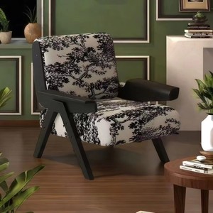 <span class=keywords><strong>Fauteuil</strong></span> Rétro à Accoudoir Unique Style Français Mid-Century, Motif Zèbre, Bois Massif, <span class=keywords><strong>Fauteuil</strong></span> Inclinable en Cuir PU à Mémoire de Forme pour Salon - Product Image 4
