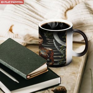Color Changing Mug 11oz Frosted Black <b>Ceramic</b> Heat Sensitive Coffee Tea <b>Cup</b> - Product Image 3