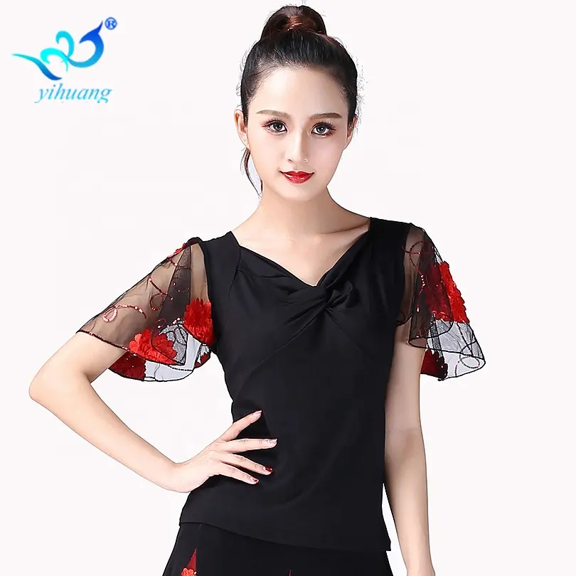 Factory Wholesale Cheap Women Girls SexyベリーダンスSalsa Cha茶Rumba Practise Wear/Costume Ballroom Latin Dance Tops