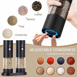 Nouveau design tendance : Ensemble moulin à sel et à poivre électrique USB rechargeable en plastique, 118 ml, à dosage programmable, avec base et LED - Product Image 3
