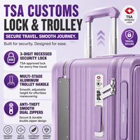 Valise à roulettes classique en ABS+PC rigide avec serrure TSA, chariot en aluminium, taille cabine pour les voyages en avion