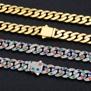 10mm Bunte Zirkonia-Kupfer-Bambus-Kette Hip-Hop-Halskette für Männer, Trendiges Allround-Accessoire, Anpassbares Geschenk, Grenzüberschreitend - Product Image 3
