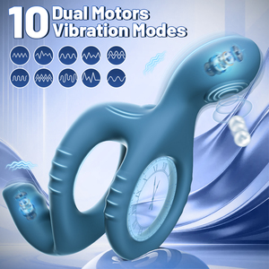 Estimulador Clitoriano de Vibração Dupla Interna e Externa com 10 Frequências, Brinquedo Sexual, Anel Vibratório de Silicone, Anel Testicular Elástico - Product Image 2