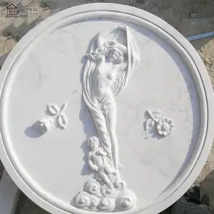 Exterior Wall Decoration Art Garden Stone Nude Woman White Marble Relief for Sale