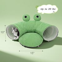 Lit tunnel pour chat Peekaboo pour chats d'intérieur, lit tunnel en forme de grenouille mignon, lit tunnel en forme de beignet avec tapis amovible, lit-caverne doux pour chat