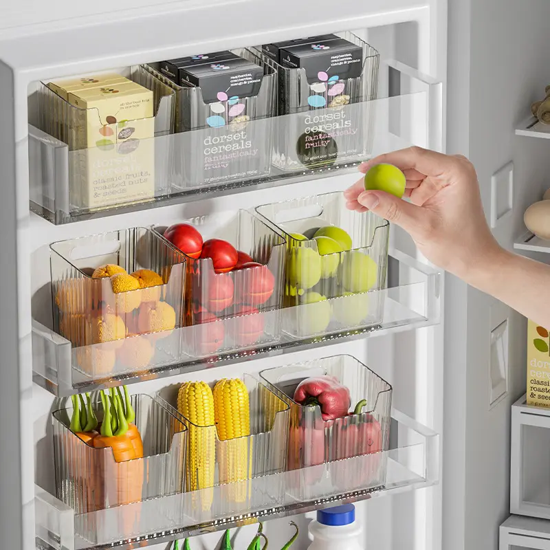プラスチック製冷蔵庫ドアオーガナイザービン冷蔵庫側の食品貯蔵容器