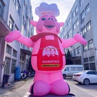 Modèle de dessin animé gonflable de grand chef de porc gonflable attrayant pour la publicité