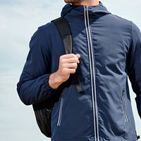 Veste bomber en toile pour homme OEM ODM, à capuche, imperméable, coupe-vent, pour le travail en extérieur, avec logo sur le devant