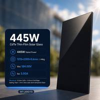 Panneau solaire à film mince CdTe 445W, épaisseur 5,7 mm, tout noir, verre solaire opaque, module pour installation sur toit/sol, centrale solaire BIPV
